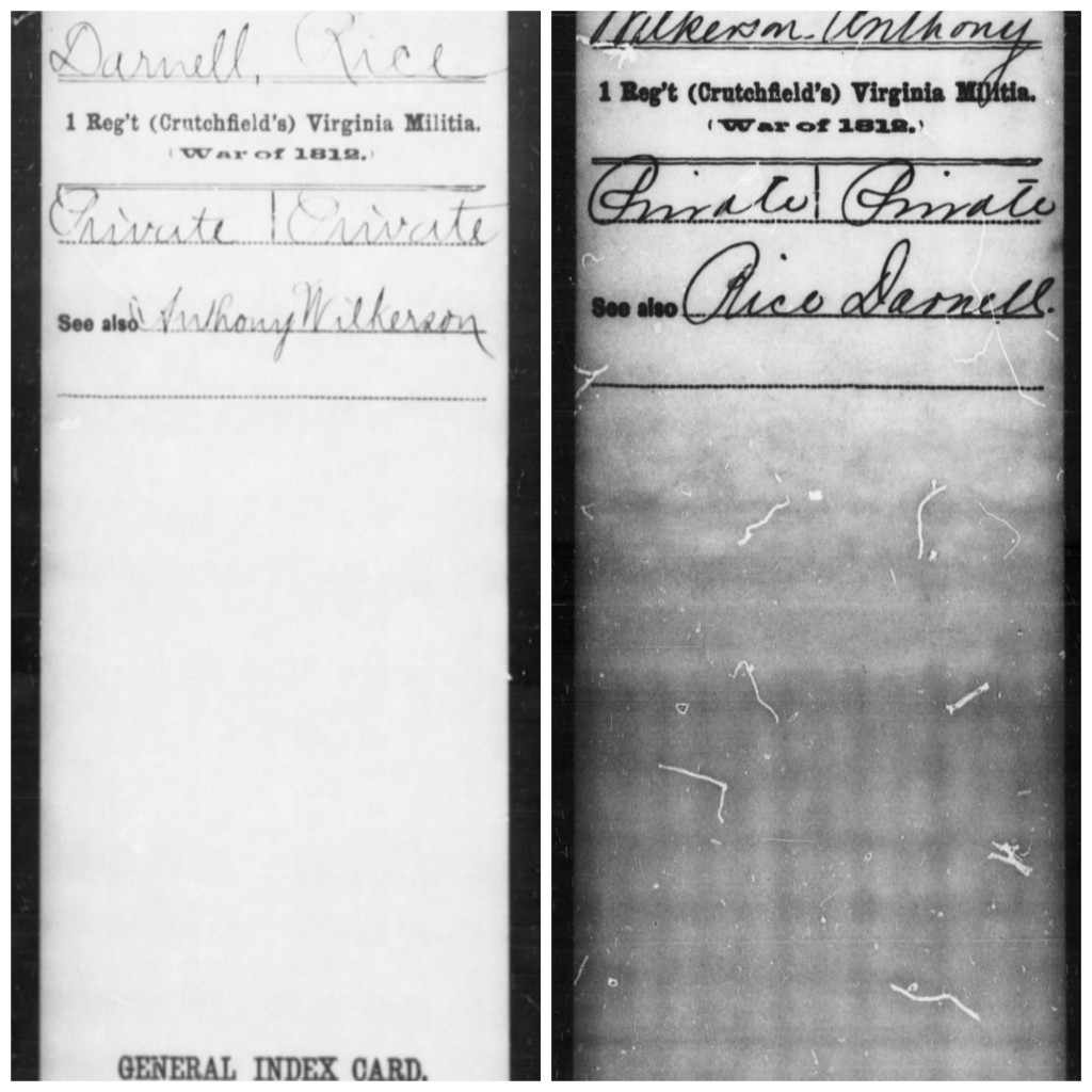 Darnel-Rice C War 1812 2 Service Cards